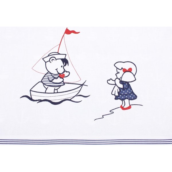 Pościel haftowana bawełniana 3-częsciowa Gluck - marynarz