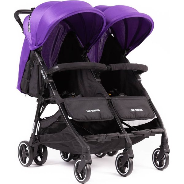 Wózek bliźniaczy Kuki Twin + Zestaw Kolorystyczny Baby Monsters - purple