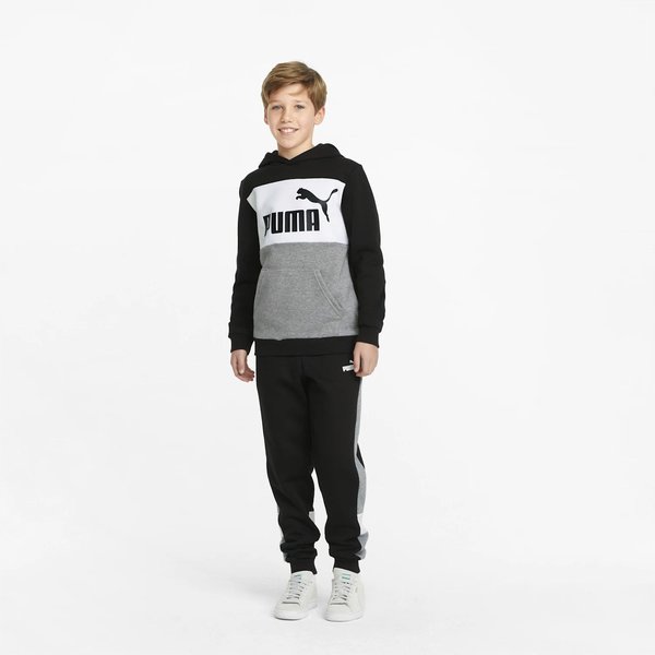 Bluza juniorska Essentials Block Hoodie Puma - czarny/szary
