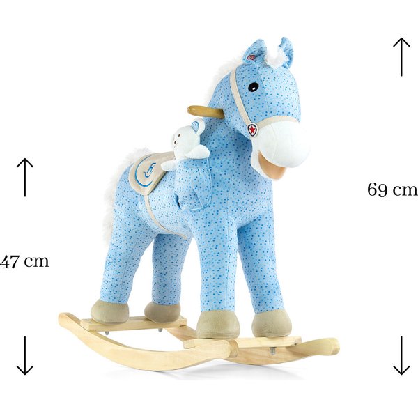 Koń Pony na biegunach z efektami dźwiękowymi Milly Mally - jasnoniebieski