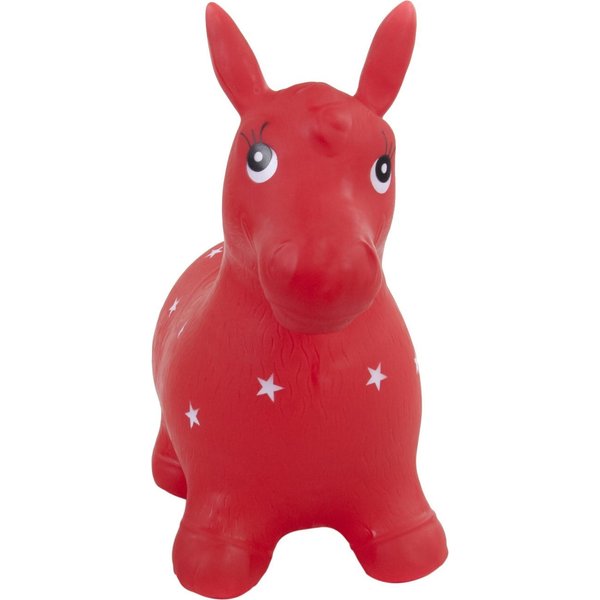 Skoczek konik gumowy Sun Baby - czerwony w gwiazdki