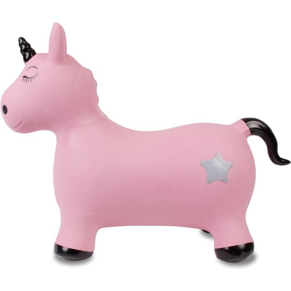 Skoczek jednorożec gumowy Sun Baby - różowo-czarny