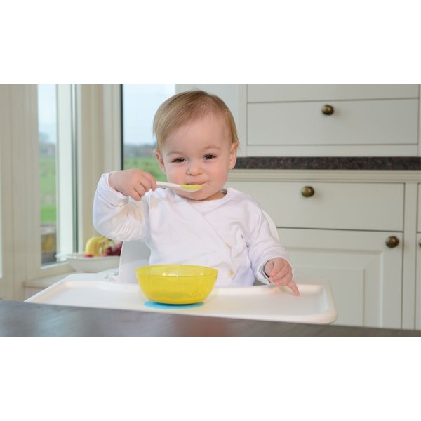 Zestaw miseczka z przyssawką Kidsme - limonkowy