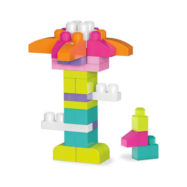 Różowa torba z klockami 60 el. First Builders Mega Bloks