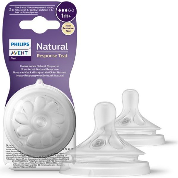 Responsywny smoczek do butelki Natural 3 Avent - 1m+