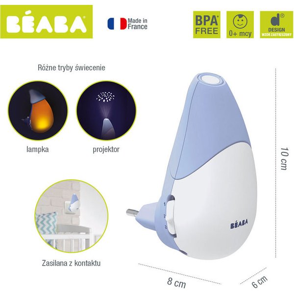 Nocna lampka LED z projektorem gwiazd Pixie Star Mineral Beaba