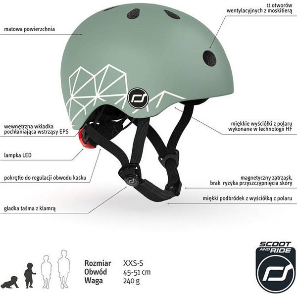 Kask dla dzieci 1-5 lat Scootandride - Green Lines