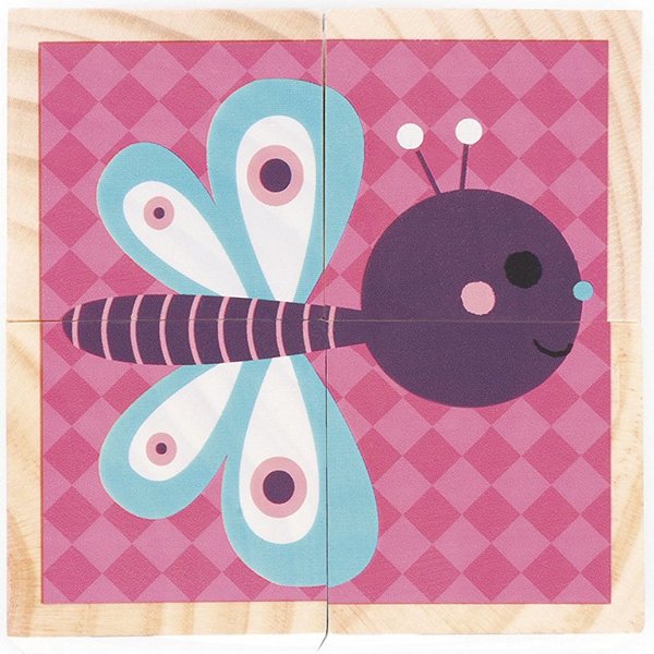 Klocki drewniane Puzzle 6w1 Janod - zwierzątka