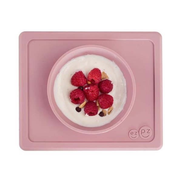 Silikonowa miseczka z podkładką 2w1 Mini Bowl EZPZ - pastelowy róż