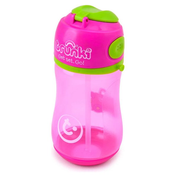 Bidon ze słomką i paskiem 400 ml Trunki - różowy Trixie