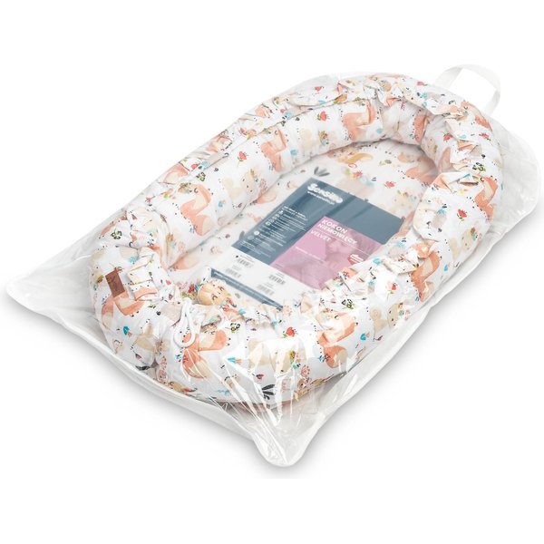 Kokon Velvet z falbanką 80x45cm Sensillo - Piknik brzoskwiniowy