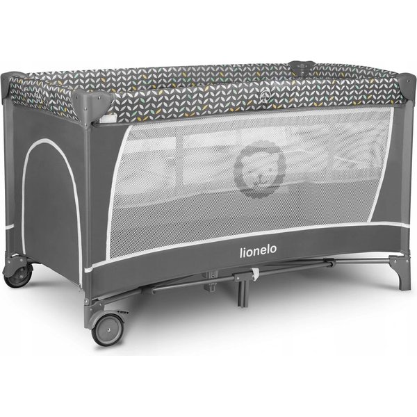 Łóżeczko turystyczne dwupoziomowe Flower Lionelo - grey scandi