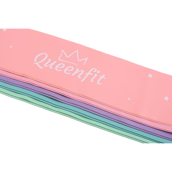 Zestaw gum oporowych do ćwiczeń 0,5-30kg 5szt Queenfit - V poziomów oporu wzór IV