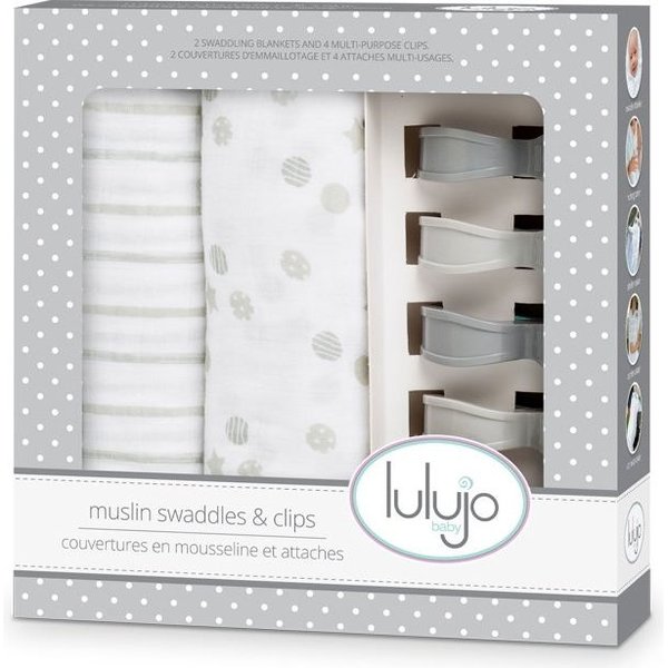 Zestaw kocyków z klipsami Lulujo - szary