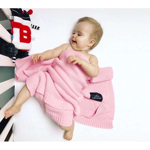 Bambusowy koc tkany 80x100 Lullalove - Candy pink