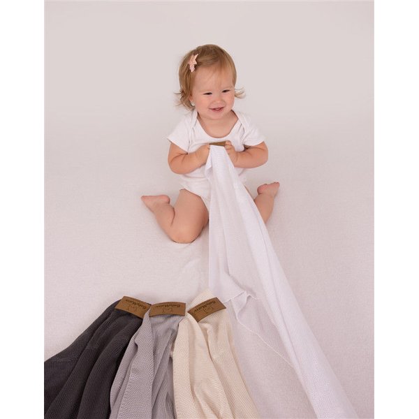 Kocyk bambusowy dziany Thai 80x100 cm - biały