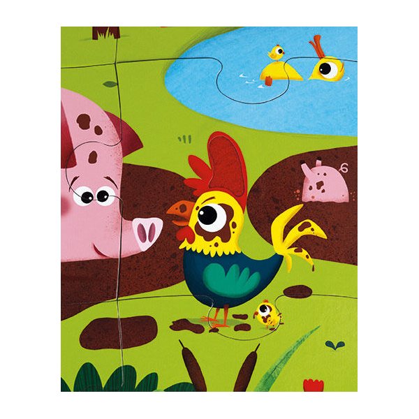 Puzzle sensoryczne 20 elementów Janod - farma