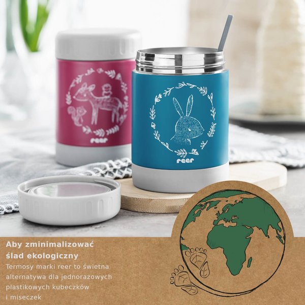 Termos obiadowy szeroki stalowy 300ml Reer - Niebieski