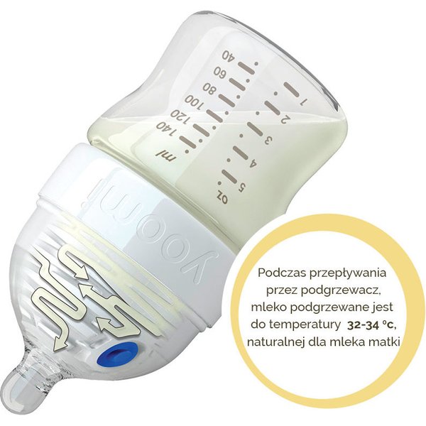 Butelka z podgrzewaczem i kapsułą 240 ml Yoomi - żółty