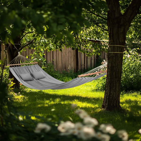 Hamak dwuosobowy z poduszkami Outtec - szary