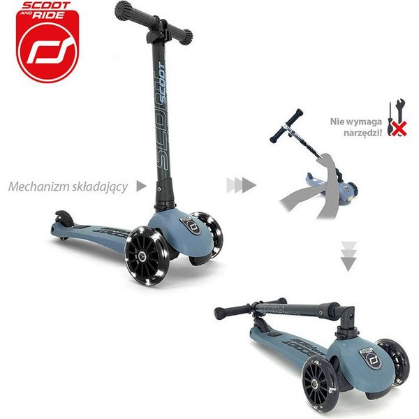 Hulajnoga trzykołowa Highwaykick 3 LED Scootandride - Steel