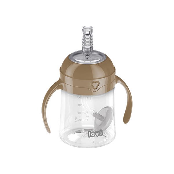 Pierwszy kubek z obciążoną słomką 150ml Lovi - brown