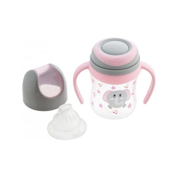 Kubek niekapek z ustnikiem 120ml Lulabi - słonik różowy