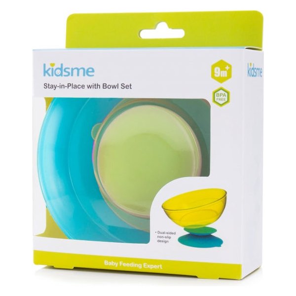 Zestaw miseczka z przyssawką Kidsme - limonkowy