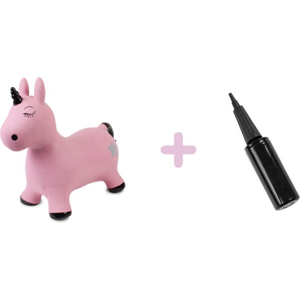 Skoczek jednorożec gumowy Sun Baby - różowo-czarny