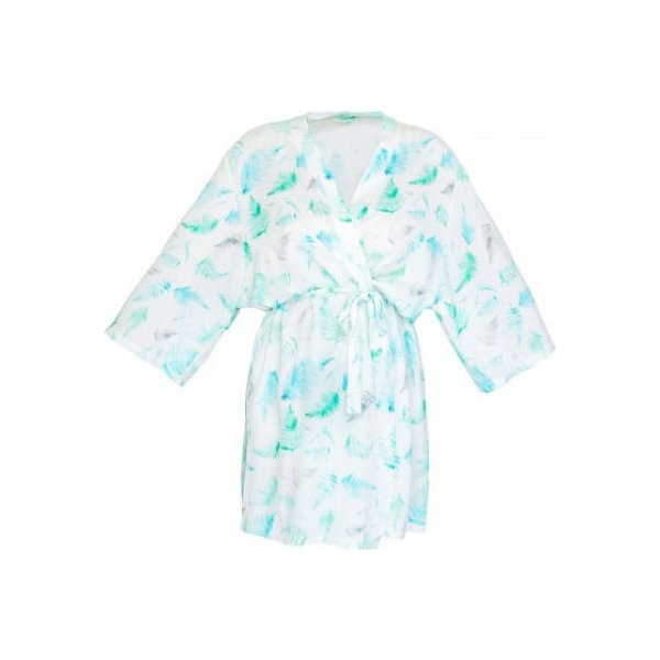 Szlafrok kimono bambusowe Lullalove - Paprocie miętowe