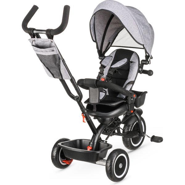 Rowerek trójkołowy 3w1 obracany Stars - grey premium
