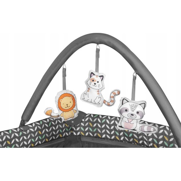 Łóżeczko turystyczne dwupoziomowe Flower Lionelo - grey scandi