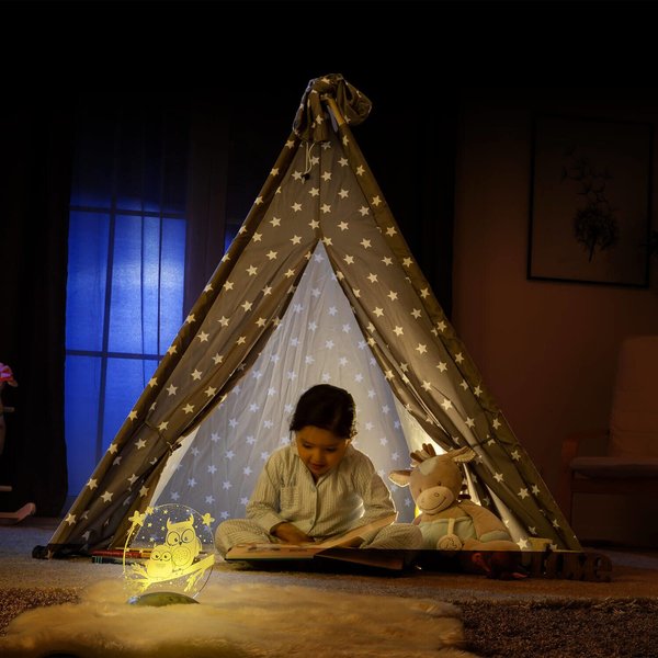 Lampka nocna LED na baterie 7 kolorów timer Reer - sowa