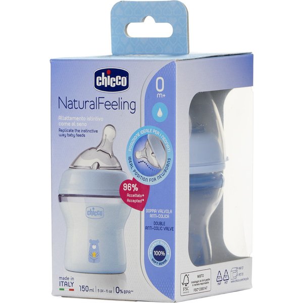 Butelka plastikowa Naturalfeeling 150ml 0+ Chicco - niebieski