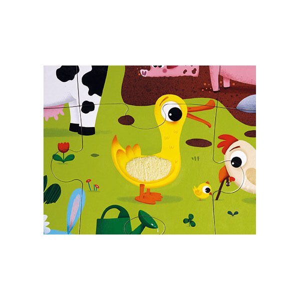 Puzzle sensoryczne 20 elementów Janod - farma