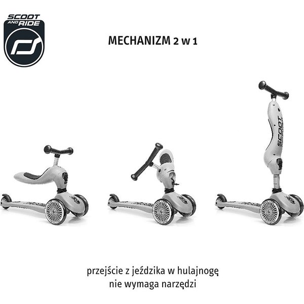 Jeździk, hulajnoga Highwaykick 1 z zamykanym schowkiem Scootnadride - brown