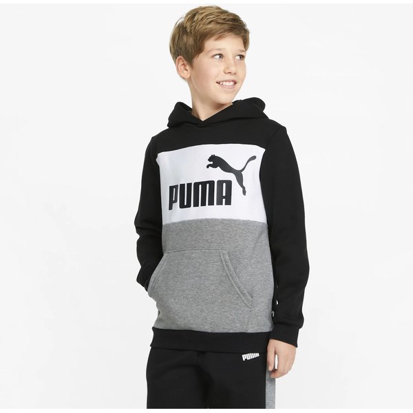 Bluza juniorska Essentials Block Hoodie Puma - czarny/szary