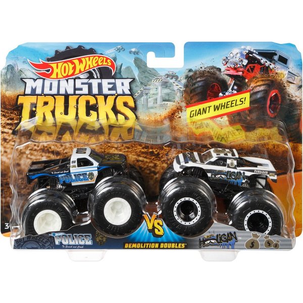 Dwupak Superterenówka Monster Jam Hot Wheels - Police vs Hooligan