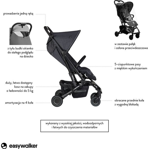 Wózek spacerowy Buggy XS Easywalker - Melange Grey 2019