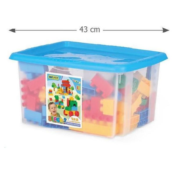 Klocki Blocks 132 elementy w pojemniku Wader - kolorowe