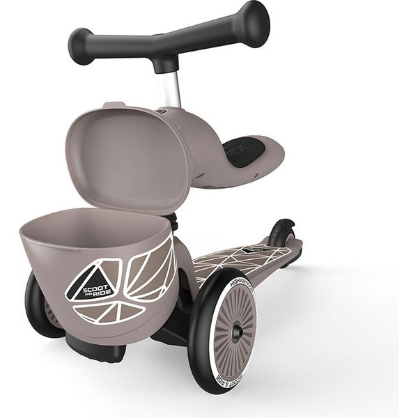 Jeździk, hulajnoga Highwaykick 1 z zamykanym schowkiem Scootnadride - brown