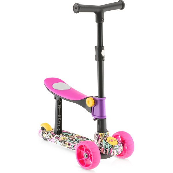 Hulajnoga trójkołowa składana, jeździk 2w1 LED Stars WYPRZEDAŻ - 3