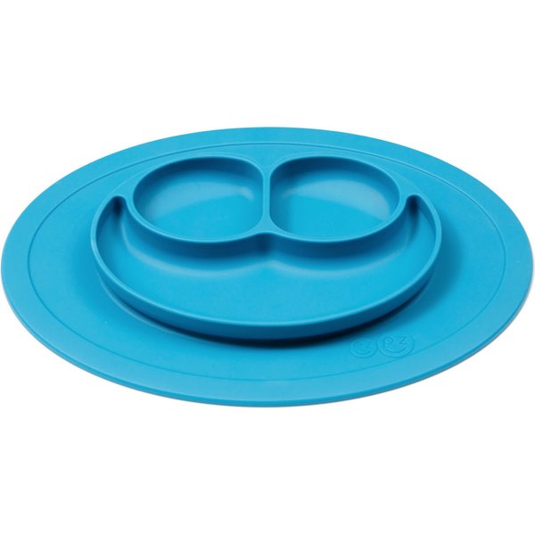 Silikonowy talerzyk z podkładką mały 2w1 Mini Mat EZPZ - niebieski