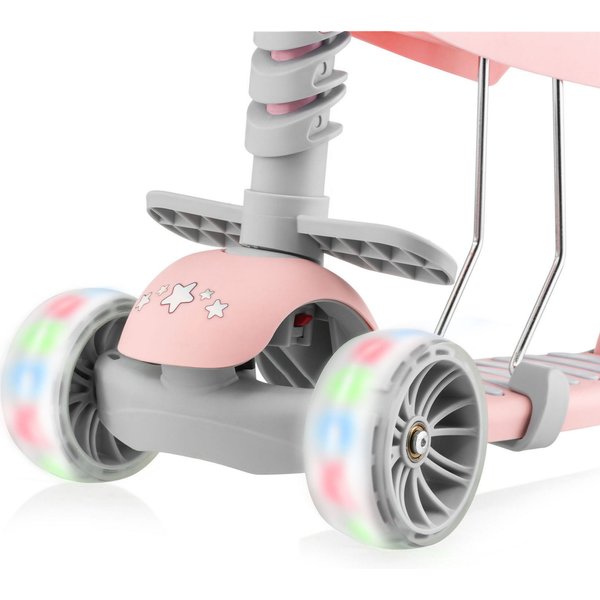 Hulajnoga trójkołowa, jeździk 3w1 Stars - różowy