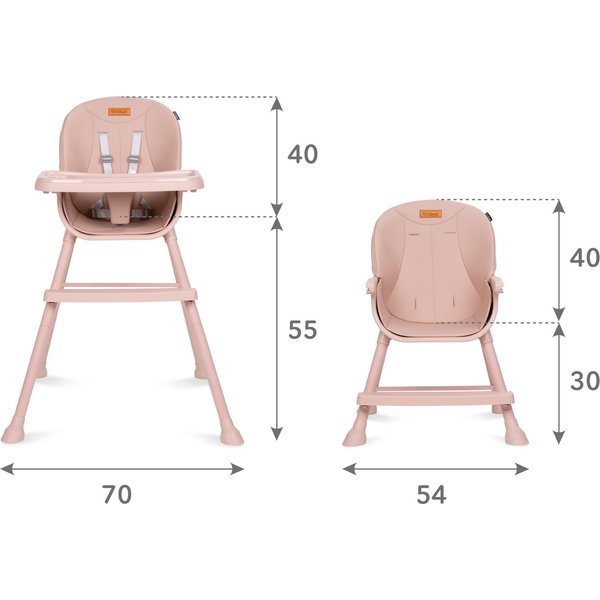 Krzesełko do karmienia Eatan 4w1 Kidwell - różowy