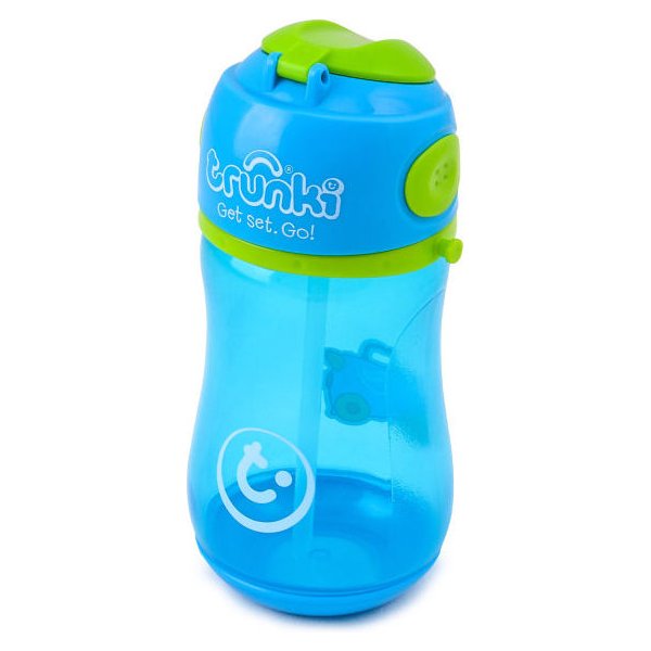 Bidon ze słomką i paskiem 400 ml Trunki - niebieski Terrance