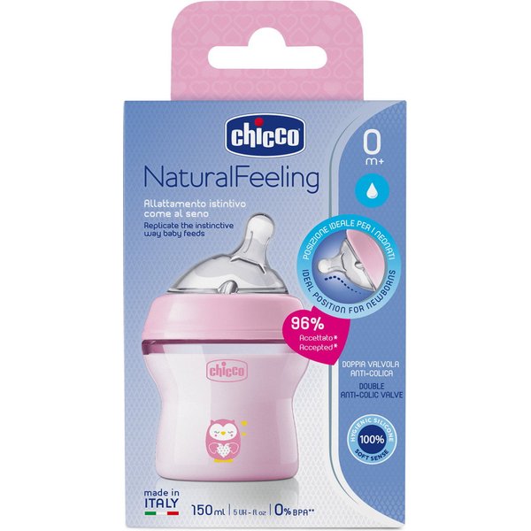 Butelka plastikowa Naturalfeeling 150ml 0+ Chicco - różowy