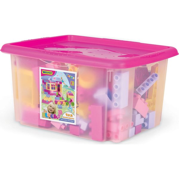 Klocki Blocks 132 elementy w pojemniku Wader - różowe