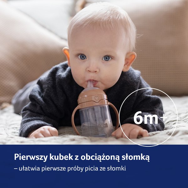 Pierwszy kubek z obciążoną słomką 150ml Lovi - brown