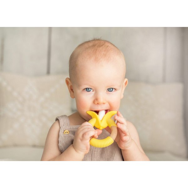 Gryzak z drewna bukowego i silikonu pierścień Giligums - kukurydza